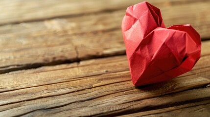 Poster - Valentine s Day Paper heart on wooden surface