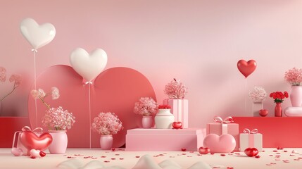 Wall Mural - Valentine s Day Empty Graphic Collection