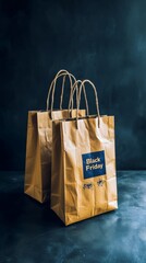 Two shopping bags are displayed against a simple background, both prominently featuring the phrase Black Friday, symbolizing the shopping frenzy of the seasonal sales event