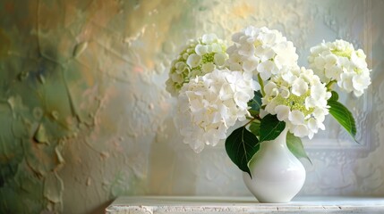 White hydrangea flowers in a lovely setting