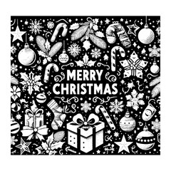 Wall Mural - merry christmas with glittering stars design template