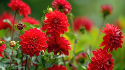 Poster - Vivid red blooms in the garden