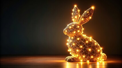 Abstract Easter bunny made of cute lights with copy space, Easter, bunny, lights, cute, abstract, decoration, holiday