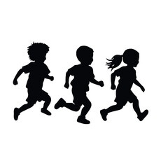 children running silhouettes   Vector Transparent Background