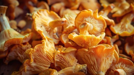 Toned photo of fresh chanterelle mushrooms