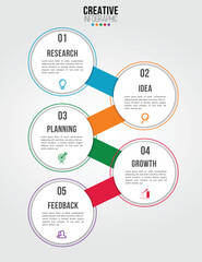 Wall Mural - business infographic design template with icons and 5 numbers options or steps. can be used for proc