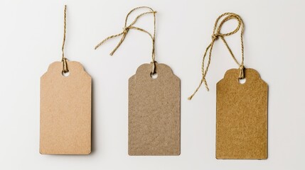 Three diverse cardboard tags on a white background