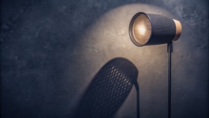 Vintage spotlight casting a shadow on a textured wall.