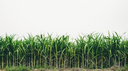 Sugarcane plant in field against white backdrop