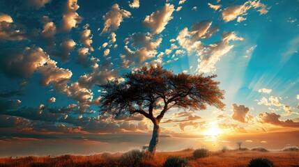 Poster - Stunning sky and clouds above the tree