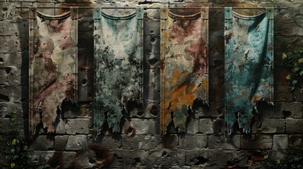 Stone Background with Four Banners