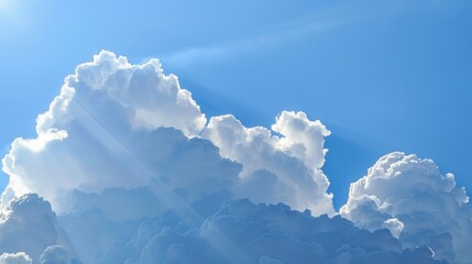 Poster - Morning sun illuminated white clouds