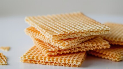 Orange flavored wafers on white backdrop