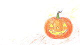 Smiling halloween pumpkin drawing on white background