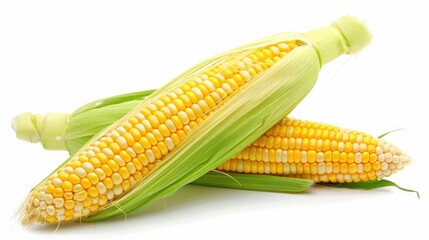 Poster - Isolated white background with yellow corn ear