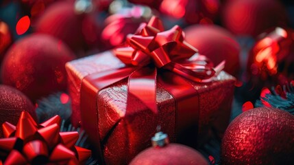 Poster - Holiday ornaments festive gift presentation background
