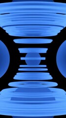 Aufkleber - Balls in spiral of rings. Design. 3D spiral of hourglass rings on black background. Rings move creating gravitational field for balls