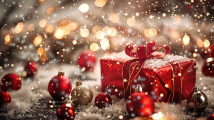 Aufkleber - Holiday ornaments festive gift presentation background