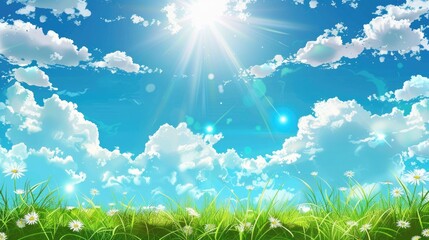 Poster - Nature background with blue sky and white cloud