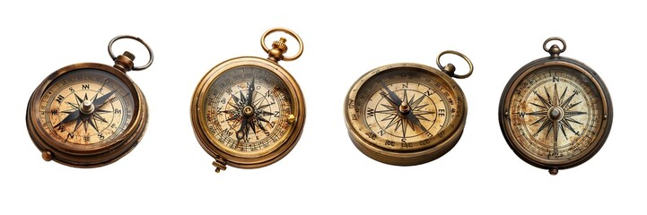 collection of compass isolated on transparent background. generated ai