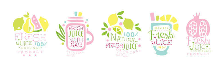 Poster - Fresh Juice Original Design Logo and Labels Vector Set