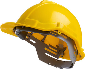 Yellow safety construction helmet isolated on white background