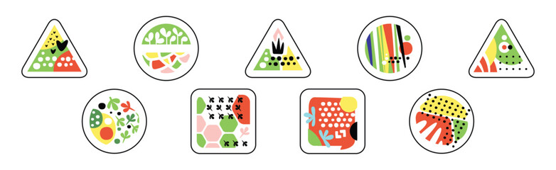 Aufkleber - Geometric Shape Color Pattern and Print Vector Set