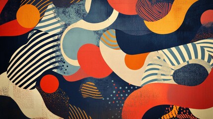 Poster - Colorful asymmetrical shapes and patterns in high fidelity design