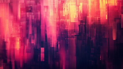 Poster - Vibrant digital abstraction with pixelated gradient in shades of pink and purple