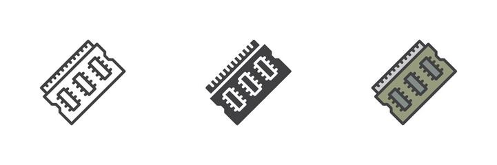 Ram memory different style icon set