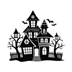 Spooky house vector silhouette 