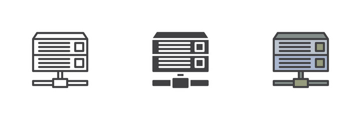 Computer rack server different style icon set