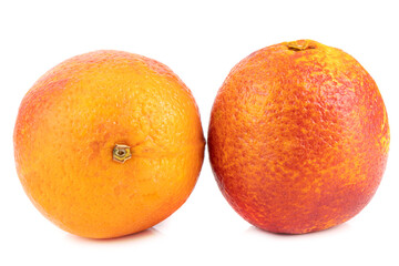 Poster - red blood orange and orange slices isolated on a white background