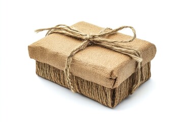 A handcrafted gift box made from natural materials, isolated on white, highlighting the artisan's work