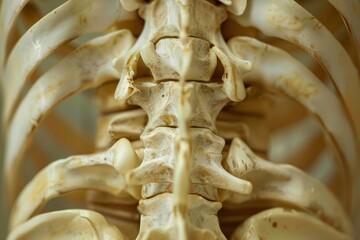 Poster - Detailed anatomy of a human spine displayed in a medical setting, highlighting vertebrae alignment and structure for educational purposes