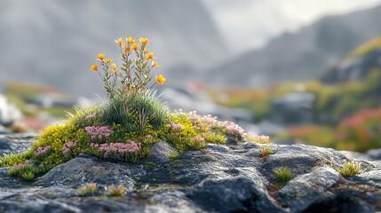 Sticker - Wildflowers Bloom on Rocky Mountainside