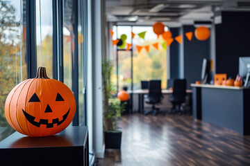 Sticker - Coworking Space Festively Outfitted with Halloween Color Scheme  