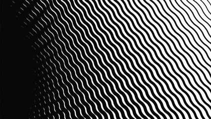 Canvas Print - Black and white wave lines abstract background for backdrop or presentation