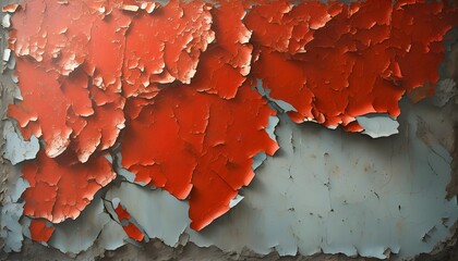 Wall Mural - vintage distressed red paint texture with cracks and peeling layers