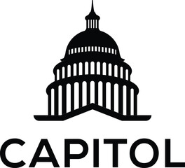 capitol office building in united states logo design silhouette