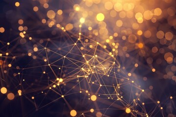 Leinwandbilder - Colorful network of interconnected dots and lines on a blurred background, illustrating a complex web of relationships among various elements in a vibrant and dynamic manner