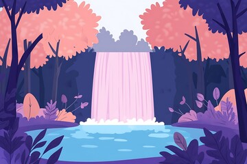 Waterfall landscape background in forest