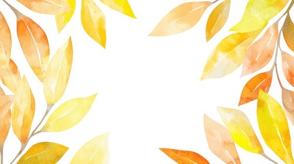 Wall Mural - Watercolor Autumn Leaves Border