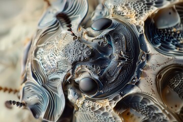 Poster - Close-up of a marine creature showcasing intricate patterns and textures on its surface, likely found on the ocean floor in a vibrant underwater ecosystem