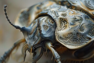Poster - Close-up of a marine creature showcasing intricate patterns and textures on its surface, likely found on the ocean floor in a vibrant underwater ecosystem