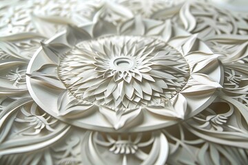 Aufkleber - Intricate paper art featuring a detailed owl design showcasing craftsmanship in a black and white aesthetic at a contemporary gallery