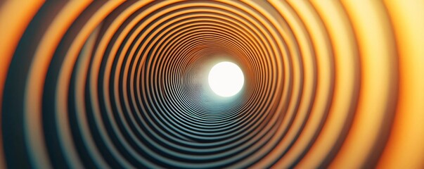 Poster - A mesmerizing view from inside a tunnel, showcasing a spiral pattern leading to a bright light at the end.