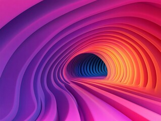 Poster - A vibrant and colorful tunnel creating an abstract and immersive visual experience with flowing curves and dynamic lighting.