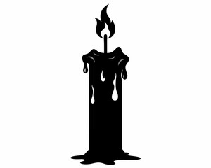 Wall Mural - Gothic Candle Silhouette with Dripping Wax and Flickering Flame.