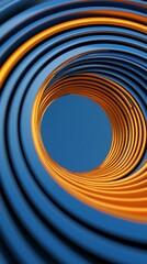 Poster - A vibrant spiral design featuring blue and orange hues, creating a dynamic and modern abstract composition.